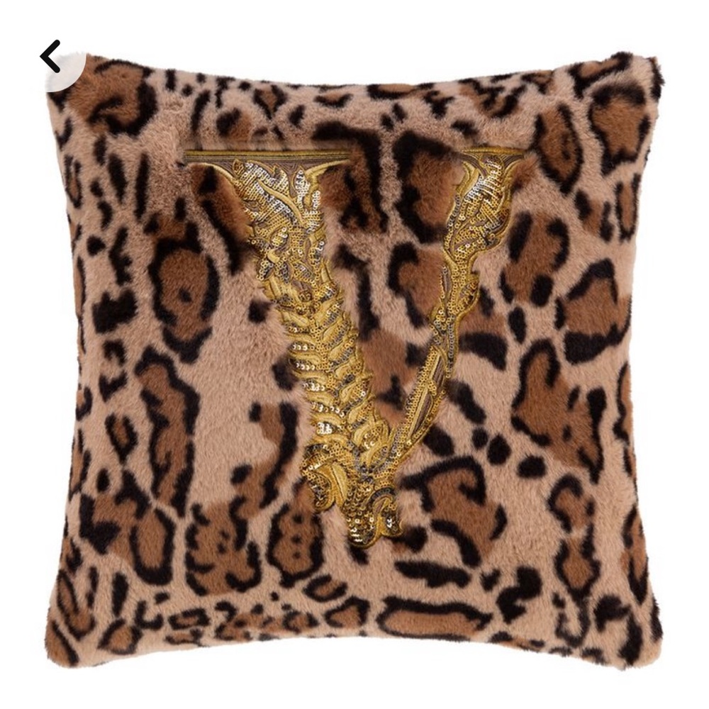 Versace Virtus Cushion in Leopard Print